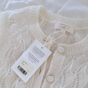Sezane Roberto Creamy Ecru Cardigan Sweater